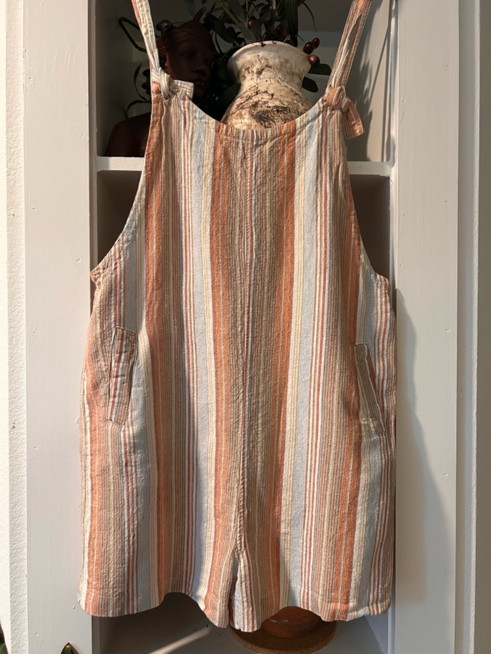 Anthropologie Striped Wide Leg Romper Jumpsuit M Boho Coastal Pockets - Picture 4 of 11